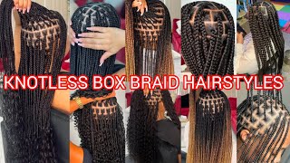 KNOTLESS BOX BRAID HAIRSTYLES  BOHO KNOTLESS BRAID HAIRSTYLES  FRENCH CURLS HAIRSTYLES viral [upl. by Stoll508]