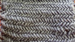 Punto spina di pesce ai ferri  Herringbone knitting stitch tutorial ENsubs [upl. by Hau]