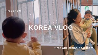 KOREA VLOG first snow first christmas together lunch with Korean friends [upl. by Eilahtan134]