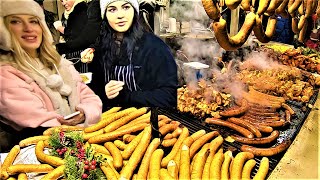 Street Food in Krakow Poland Orgy of Grilled Meat Christmas Food Market [upl. by Jar876]