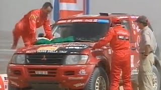 Paris Dakar 2002 Gianni Lora Lamia MMC Mitsubishi RALLIART Giletti yarns [upl. by Atinrehs]