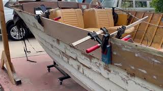 1964 Carver Captain 19ft Lapstrake Boat  Part 6  Topside Plank Repair [upl. by Olemrac]