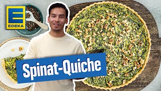 SpinatQuiche Rezept  Quiche mit Spinat und Ziegenkäse [upl. by Zolly]