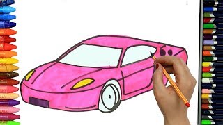 Wie zeichnet man rosa Auto  Ausmalen Kinder  Kindervideos  Malen und Zeichnen für Kinder [upl. by Nerreg]