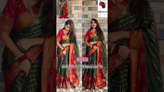 Meesho saree with stitched blouse part14 meeshosareewithstichedblouse meeshopattusaree trending [upl. by Ggerc838]