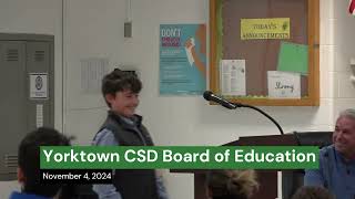 Yorktown CSD Board of Education Meeting – November 4 2024 [upl. by Gorga]