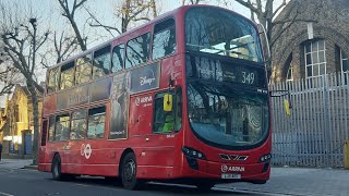 FRV London Bus Route 349 Stamford Hill  Ponders End Enfield Bus Garage LJ11AEX DW407 Gemini 2 [upl. by Lumbard305]