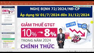 CHÍNH THỨC Nghị định 722024NĐCP Giảm thuế GTGT Áp dụng từ 172024 đến 31122024 [upl. by Meghan221]