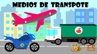 Los medios de transporte y sus sonidos Dibujo animado educativo para niños en español [upl. by Beaufert]