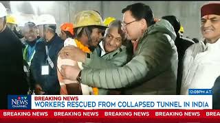 INDIA TUNNEL RESCUE  All 41 workers finally free [upl. by Goodwin]