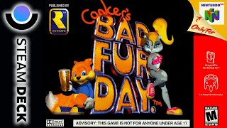 Conkers Bad Fur Day 60FPS RetroArch Gameplay and Settings  Steam Deck [upl. by Flossi]