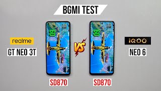 Realme GT Neo 3T vs iQOO Neo 6 Pubg Test Heating and Battery Test  SD870 💪 [upl. by Gothart95]