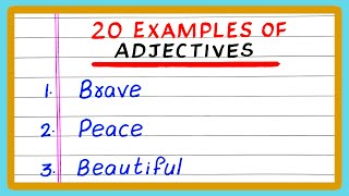 EXAMPLE OF ADJECTIVE  5  10  20 EXAMPLES OF ADJECTIVES  IN ENGLISH GRAMMAR [upl. by Aigneis231]