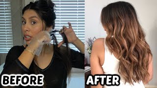 USING A HIGHLIGHTING COMB At Home Balayage Highlights Dark to Light Transformation [upl. by Mellie]