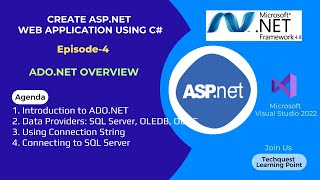 Create ASPNET Web Application using C Episode4 ADONET Overview [upl. by Oznol]