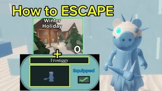 How to ESCAPE WINTER HOLIDAY  FROSTIGGY SKIN in PIGGY BUT ITS 100 PLAYERS  Roblox [upl. by Nymassej]