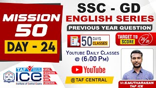 SSC GD  ENGLISH SERIES  DAY 24  MISSION 50  TAF ICE [upl. by Lovell]