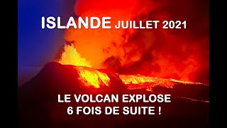 ISLANDE Volcan de la Fagradalsfjall  Explosions remarquables du 2 Juillet 2021  4K  UHD [upl. by Furnary]