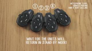 Interphone Tutorial 9 Automatic Pairing and Conferencing up to 4 units [upl. by Tigram49]