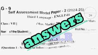 7th class self assessment 2 fa2 English question paper answers key real paper answers 💯💯🗝️ [upl. by Arliene]