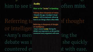 Acuity  Meaning amp Usage in Speaking  English Speaking Made Easy vocabularybuilding short [upl. by Aznola988]