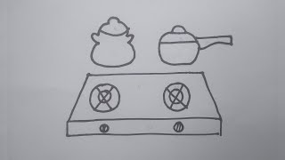 How to draw stove and panEasy drawing for kids an toddlers [upl. by Dranoel]