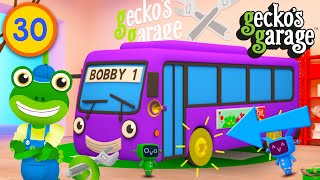 Bobby the Bus Parts  Geckos Garage  Educational Videos For Toddlers  Bus Video For Kids [upl. by Macdonald675]