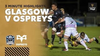 3 Minute Highlights Glasgow v Ospreys  Round 15  Guinness PRO14 202021 [upl. by Dulcie]