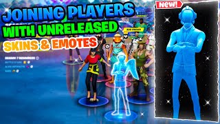 Joining Fortnite Lobbies Using Unreleased Skins and Emotes  Shadow Midas Superman and More [upl. by Lyrpa]