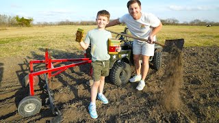 Digging Dirt and Finding Toys with Kids Plow  Tractors for kids [upl. by Nizam33]