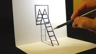 How to Draw 3D Ladder amp Mirror  Drawing Ladder and Mirror  VamosART [upl. by Yank]