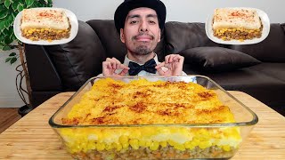 HOMEMADE SHEPHERDS PIE LAMB CORN POTATOES MUKBANG EATING SHOW [upl. by Ayekram]