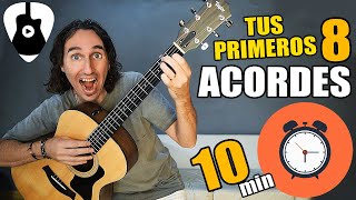 Como tocar guitarra fácil Aprende 8 acordes básicos en 10 minutos [upl. by Aihsekram]