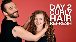 Day 2 Curly Hair Refresh Routine [upl. by Dermot309]