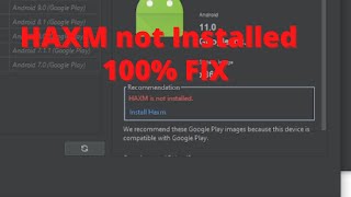 HAXM not Installed Android Studio  100 Fix Intel HAXM not Installed Android Studio [upl. by Grimbly]