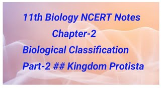 NCERT Notes on Chapter 2 Biological classification part 2 Kingdom Protista Class11 [upl. by Elianore566]