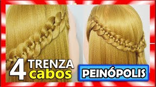 Trenzas de 4 cabos para Cabello Largo  Peinados FACILES y RAPIDOS [upl. by Nohcim]