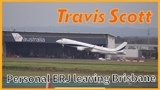 Travis Scott’s Private Embraer Lineage 1000 Jet departs Brisbane Airport [upl. by Ivzt973]