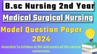 Bsc Nursing 2nd Year Medical Surgical Nursing Question Paper 2024  Medical Surgical Nursing Exam [upl. by Eidoow]