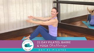 Pilates for Beginners  Day 1 of 21 Day Pilates Barre amp Yoga Challenge [upl. by Enylecoj]