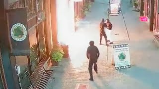 Apparent firebombing of Toronto business caught on camera [upl. by Tryck]