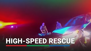 Teen rescued after car malfunctions at 113 mph crashes into troopers vehicle  ABSCBN News [upl. by Ettecul283]