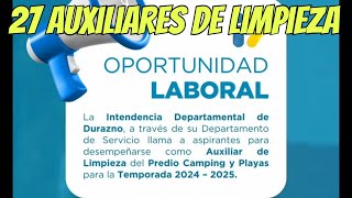 Llamado laboral 27 puestos para auxiliar de limpieza en Camping y Playa [upl. by Manley]