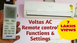 Voltas AC Remote Control Operation  Options  Functions  Settings [upl. by Siulegroj]