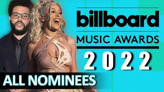 ALL NOMINEES  BILLBOARD MUSIC AWARDS 2022  BBMAs [upl. by Placido888]