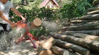 Husqvarna 242xp vs grab Carpinus betulus chainsaw cutting [upl. by Eenet379]