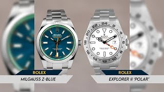 Rolex Milgauss Zblue and Rolex Explorer II Polar for Rolex GMTMaster II Sprite [upl. by Htyderem21]