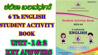 6th class English Student Activity Book key answers Kalika Balavardhane learneasilyhub [upl. by Isador]