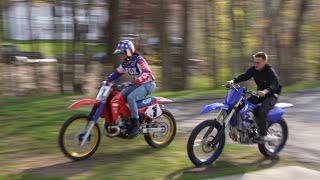 56 YO 220lb GRANDPA ON 1988 HONDA CR500 BEATS 2021 YAMAHA YZ450F RIDDEN BY 25 YO 150 LB PRO RIDER [upl. by Ulrikaumeko]