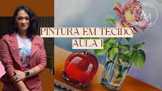 Pintura em tecido com rosas semirealistas e maçã do amor com efeito de transparência [upl. by Ahsienek]